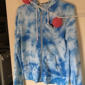 VS PINK Blue Tie-Dye Full-Zip Small